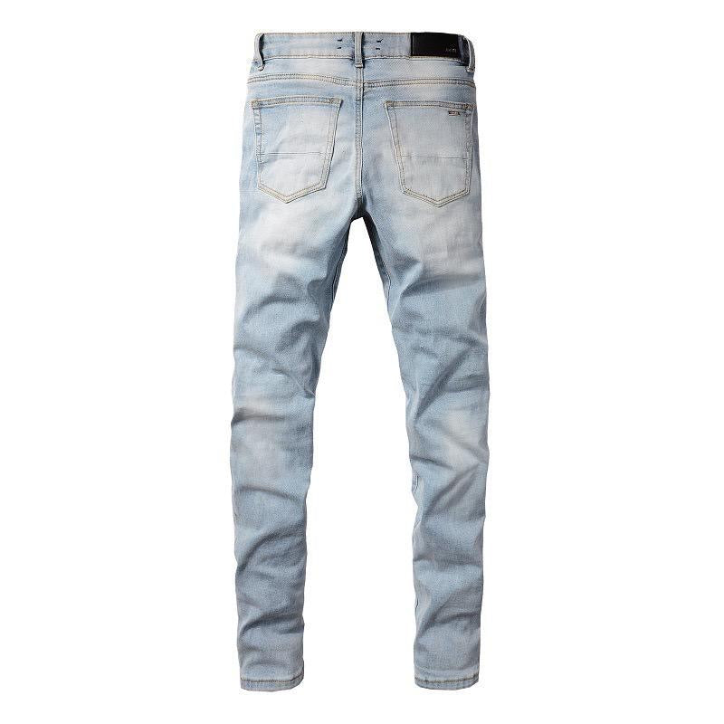 Raw Edge Leather Patch Jeans