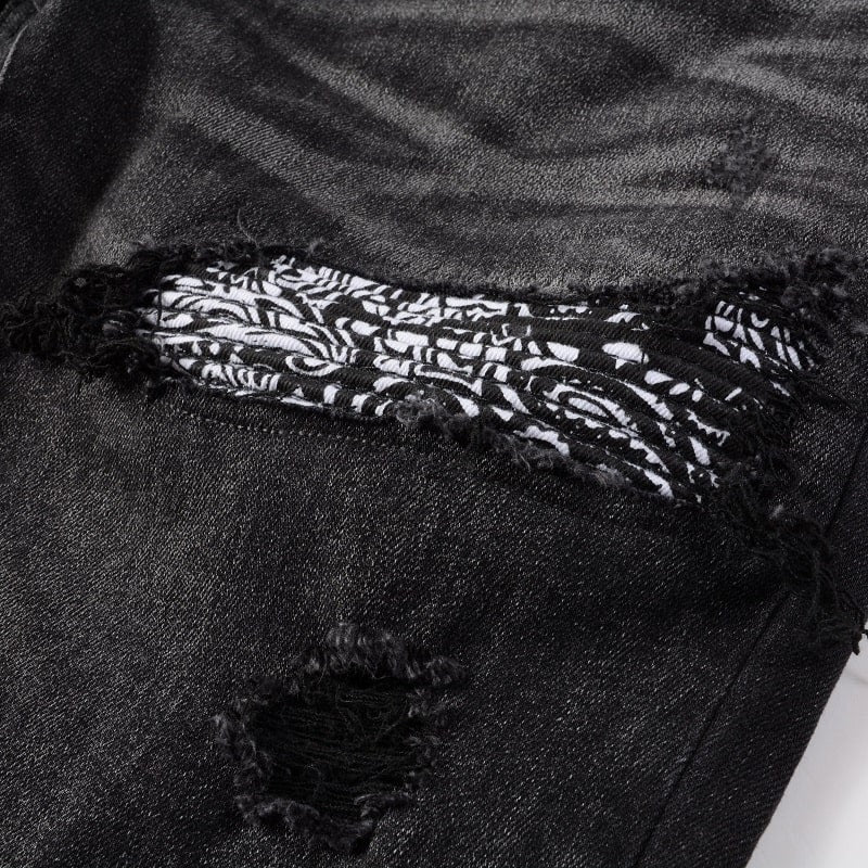 Black Flower Jeans